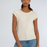 Ribbed Cap Sleeve Tee Natural