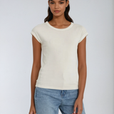 Ribbed Cap Sleeve Tee Natural