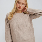 Crew Neck Cable Knit Sweater