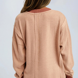 Brushed Thermal Crew Neck Pullover Rust