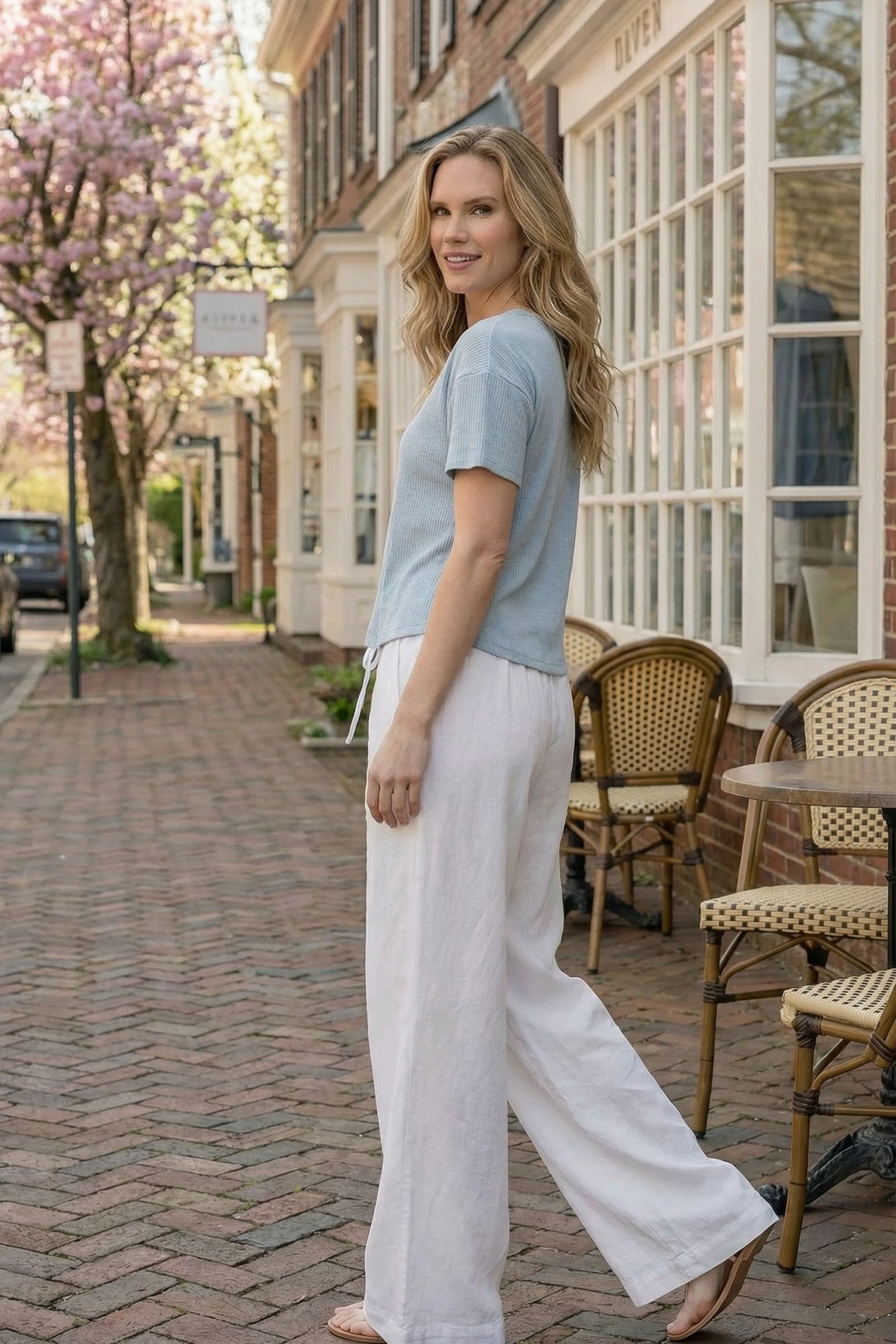 Ribbed Boxy T-Shirt Ice Blue