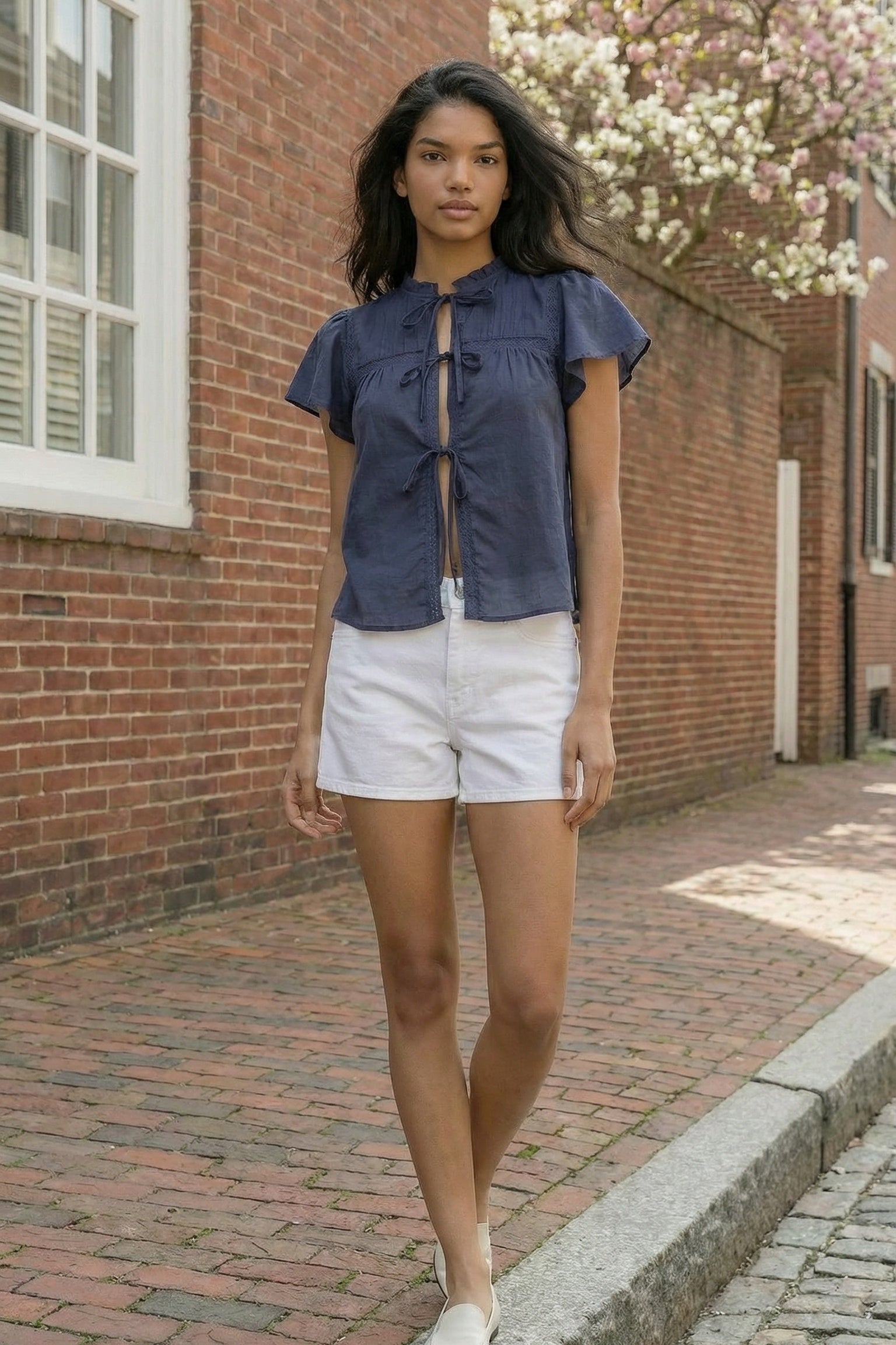 Pintuck Lace Detail Blouse