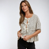 Viscose Floral Bow Tie Top