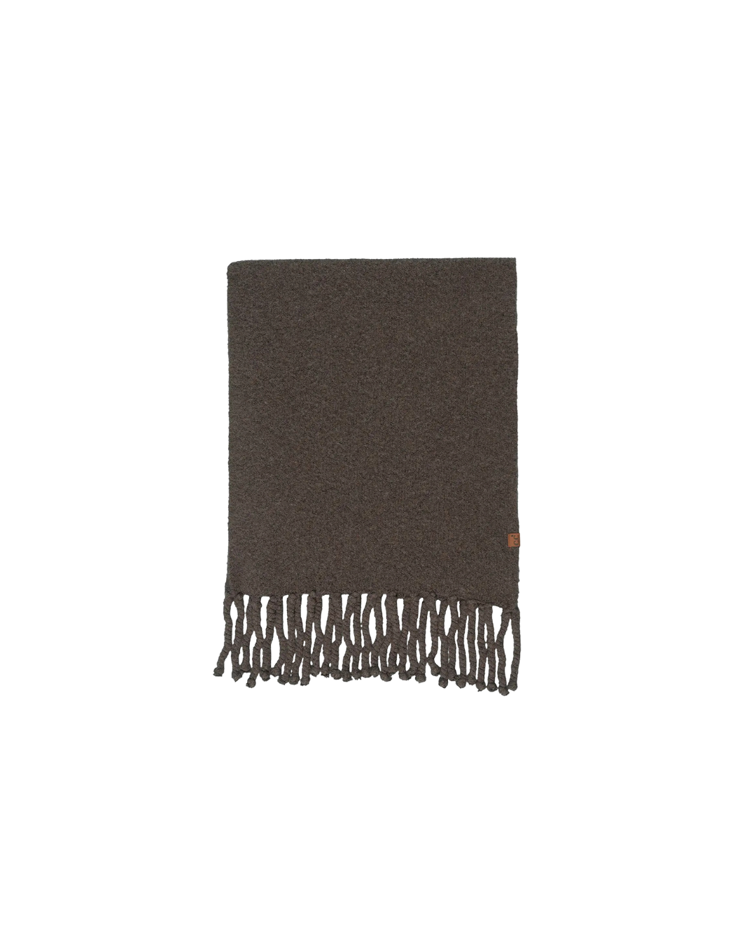 Woven Fringe Oblong Scarf Brown