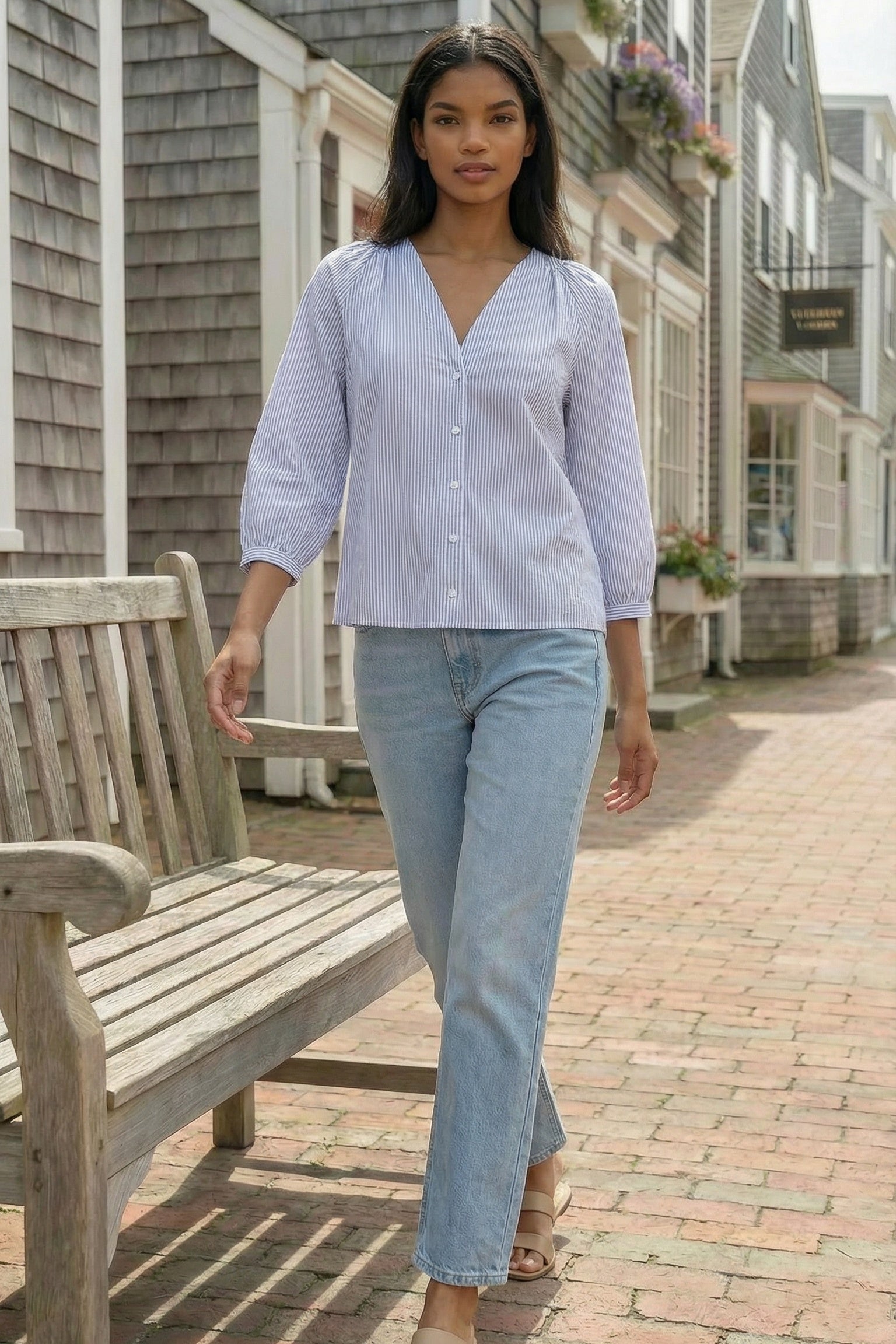Striped Button Down Blouse