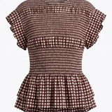 Smocked Peplum Short Sleeve Top