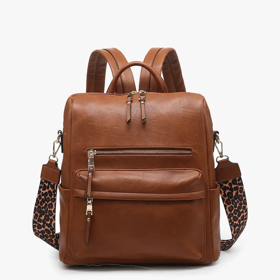 Amelia Convertible Backpack w/Cheetah Strap