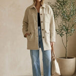 Anna Five Button Coat Cream