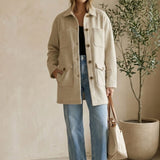 Anna Five Button Coat Cream
