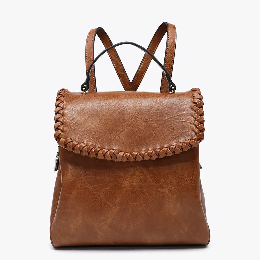 Blossom Whipstitch Trim Backpack Brown