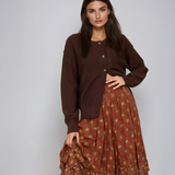 Exposed Seam Knit Cardigan Chocolate