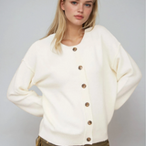 Exposed Seam Knit Cardigan Cream