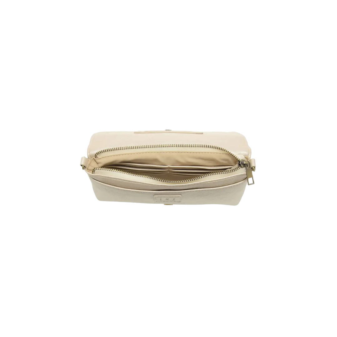 Beige pouch with zipper on a white background