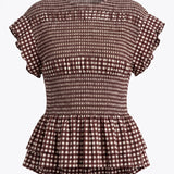 Smocked Peplum Short Sleeve Top