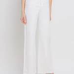 Person wearing white wide-leg pants on a plain background