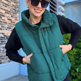 Zip Up Puffer Vest Hunter Green