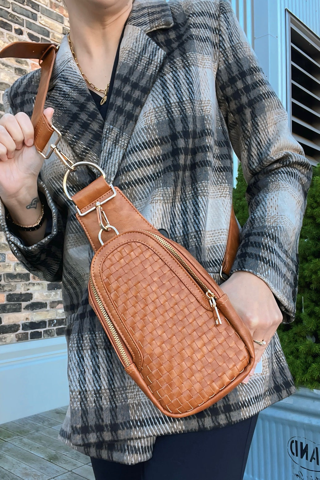 Waverly Woven Sling Bag Brown