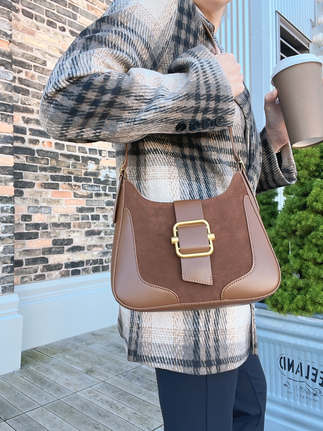 Retro Contrast Bag Brown