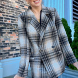 Plaid Notched Collar Blazer