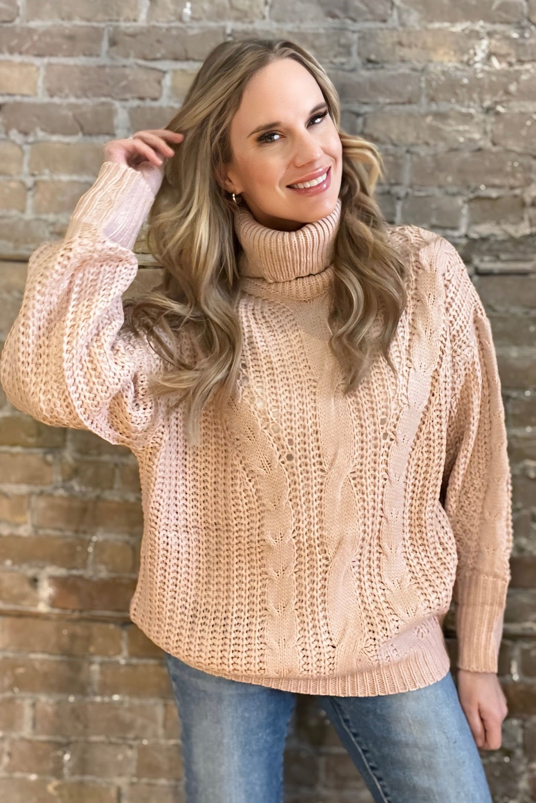 Cable Knit Turtle Neck Sweater