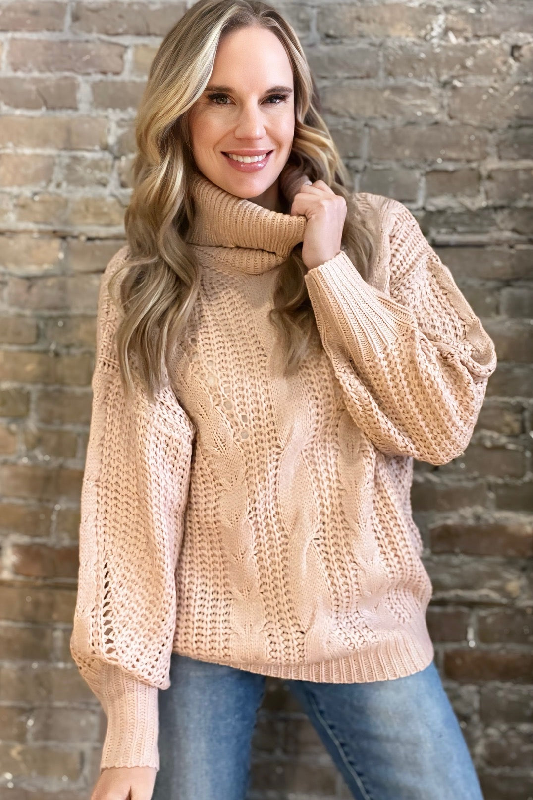 Cable Knit Turtle Neck Sweater