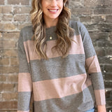 Relaxed Striped Sweater Heather Grey