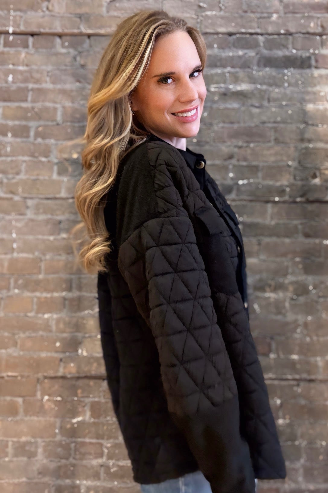 Oversized Quilted Jacket Black