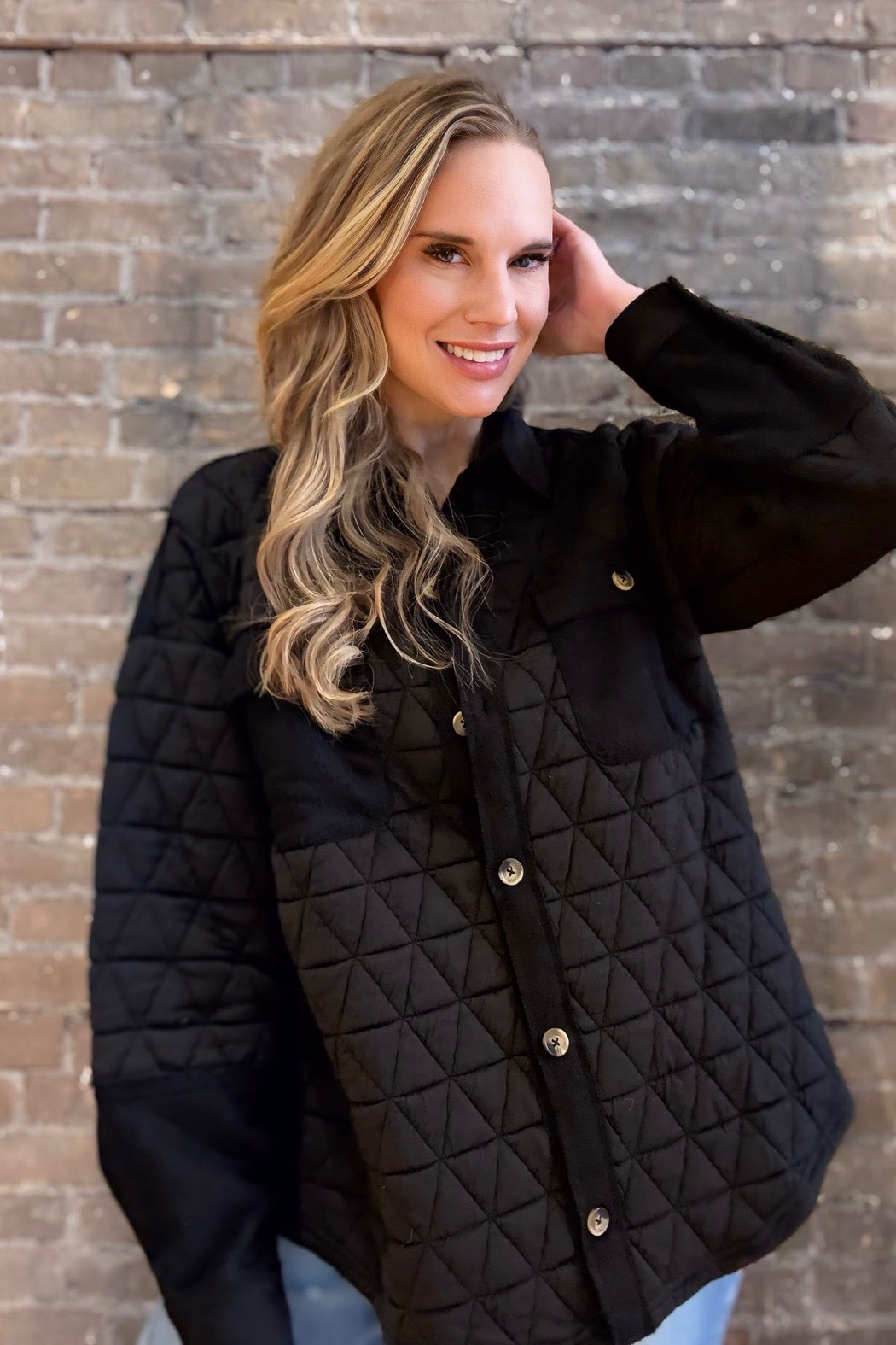 Oversized Quilted Jacket Black