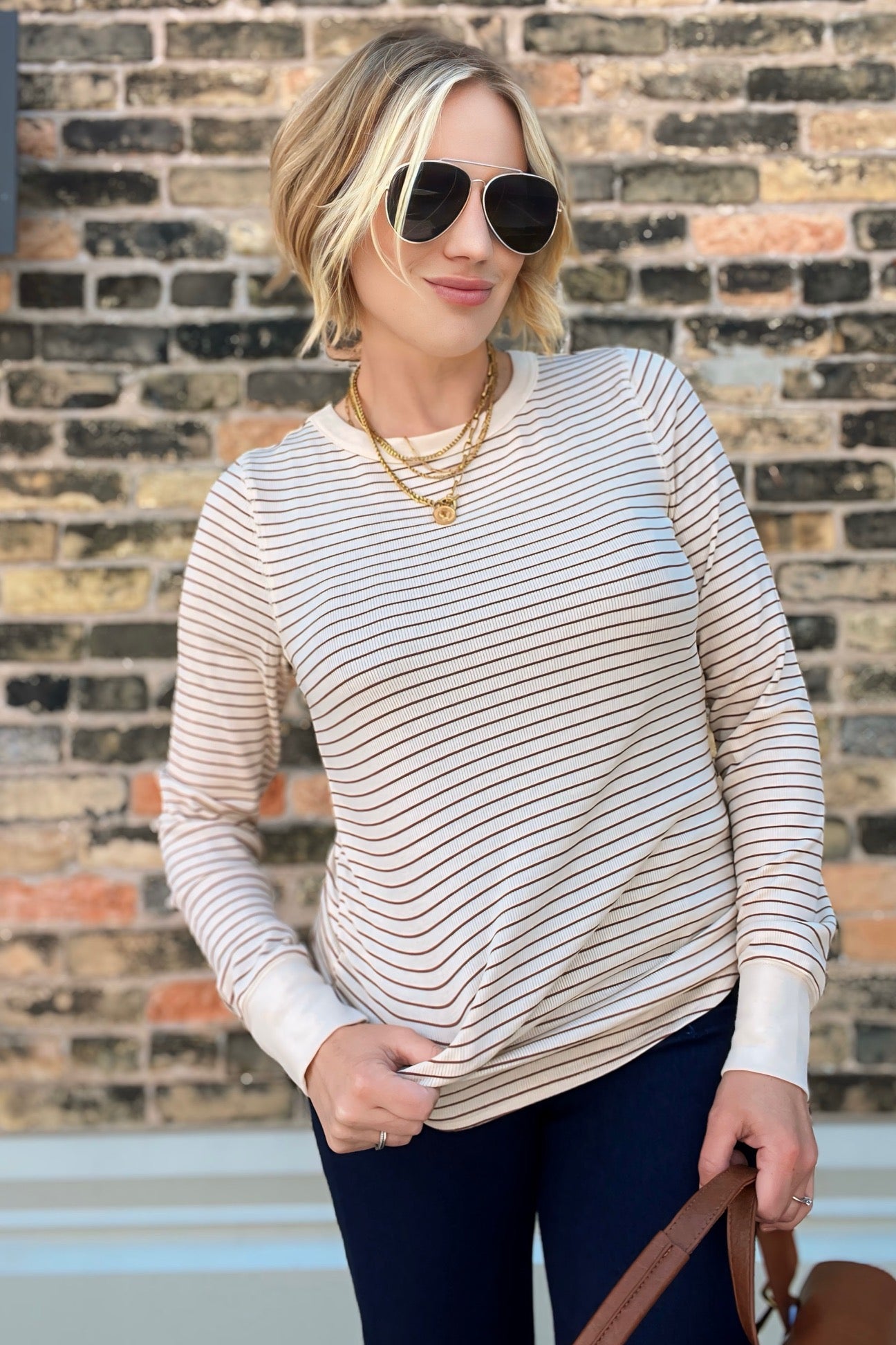 Stacy Top White Swan Clove Stripe