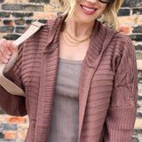 Ribbed Hooded Cardigan