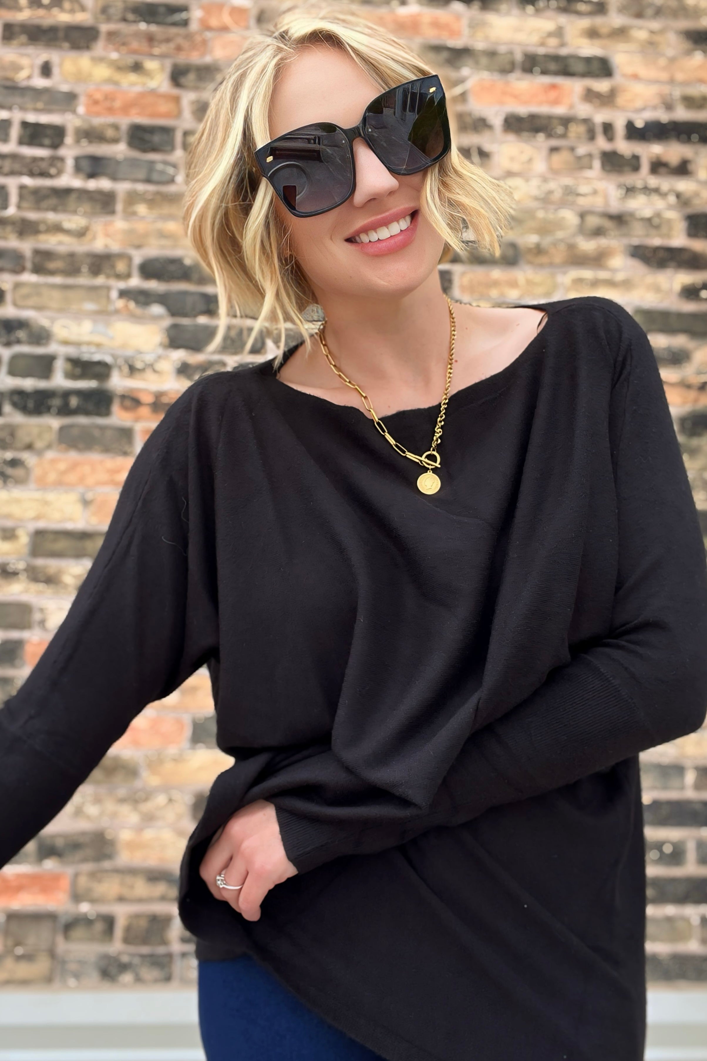 Flowy Dolman Tunic Black