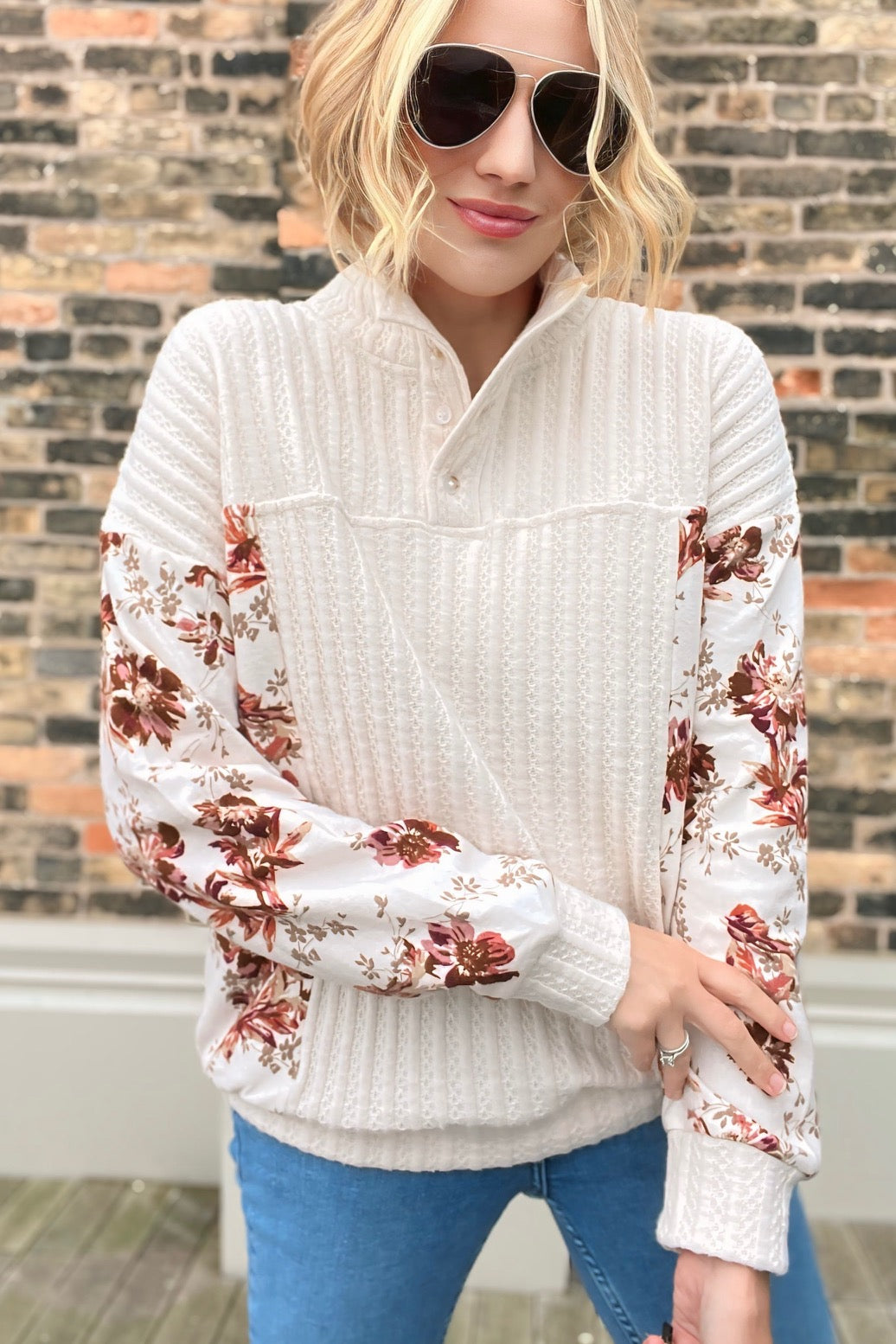 Floral Brushed Knit Top