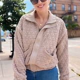 Drop Shoulder Quilted Bomber Jacket