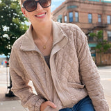 Drop Shoulder Quilted Bomber Jacket