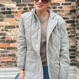 Quilted Button Down Jacket Warm Sage