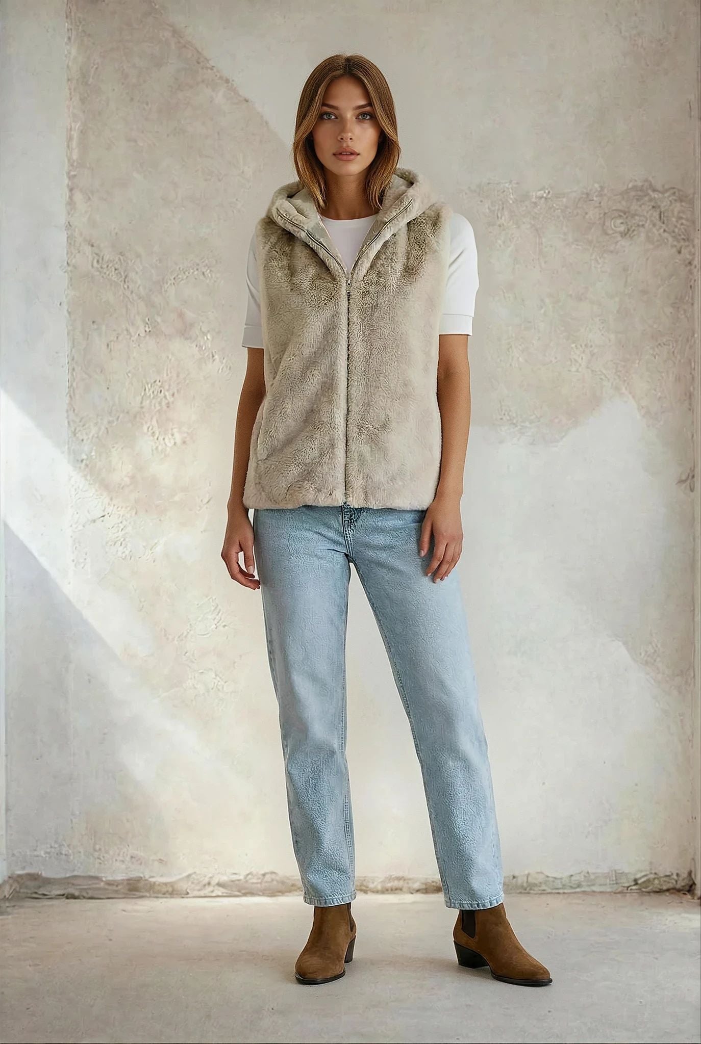 Faux Fur Hooded Vest