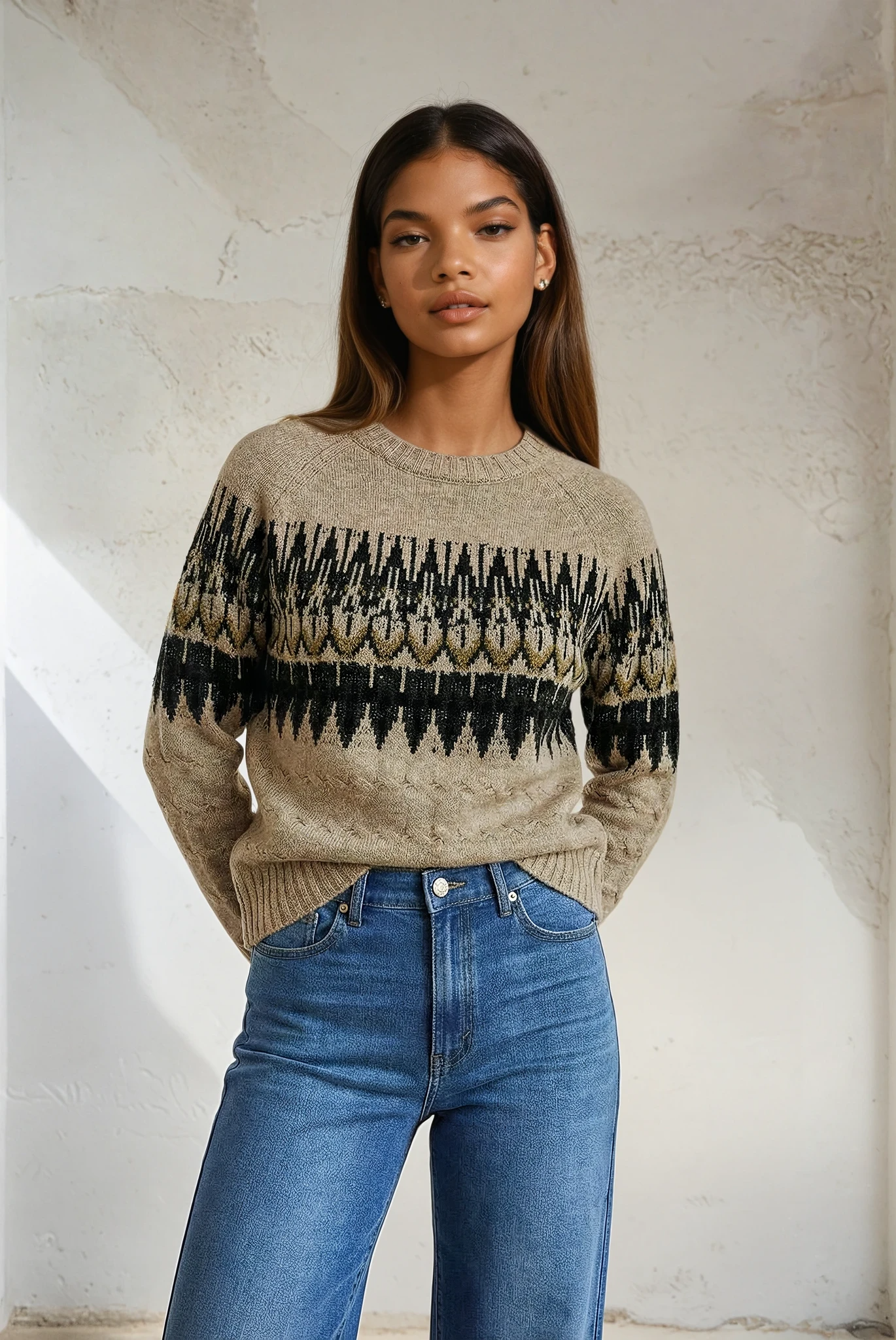 Cable Knit Fair Isle Sweater