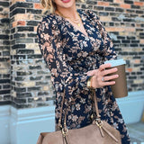 Floral Print Maxi Dress Deep Navy