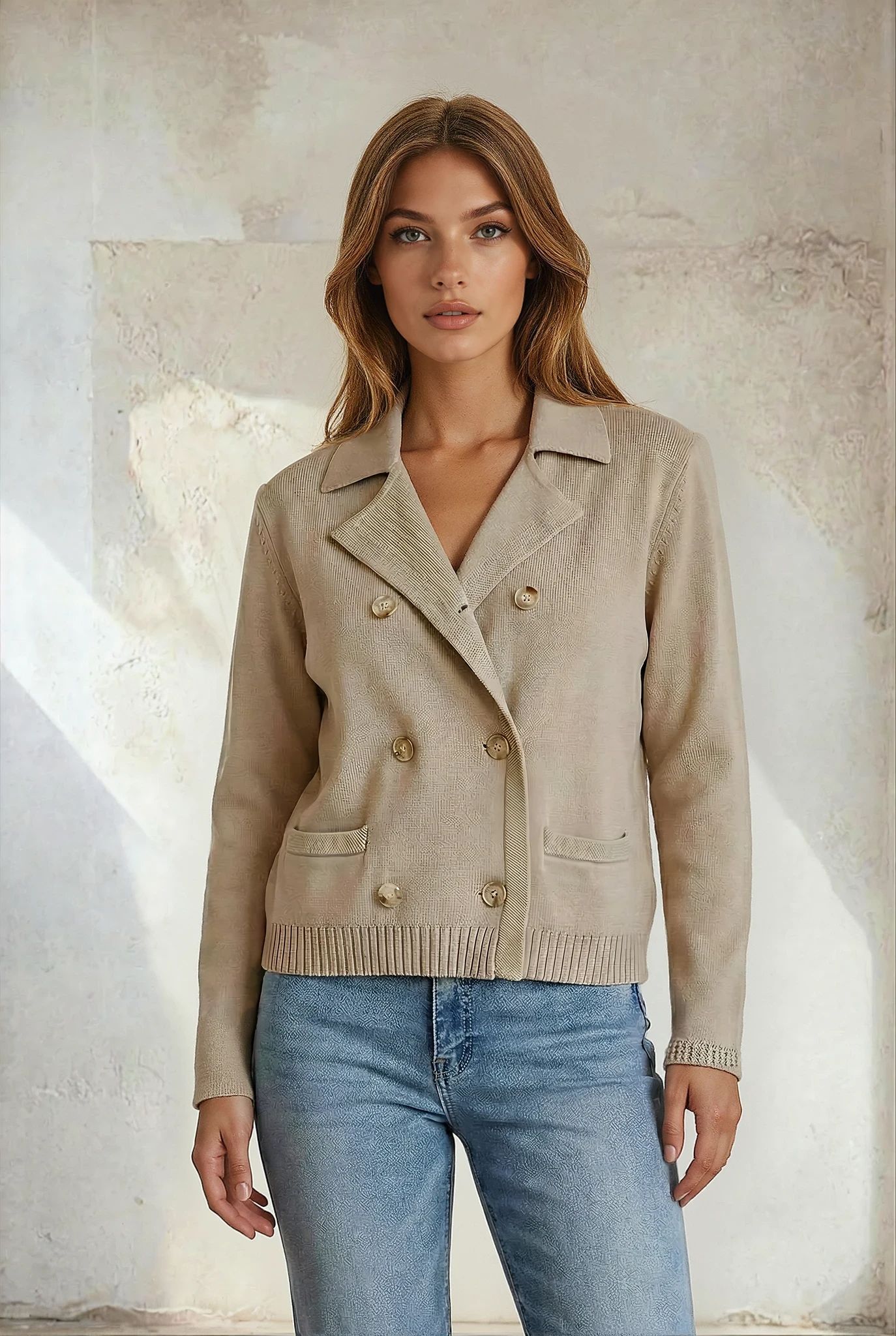 Nautical Sweater Jacket Taupe