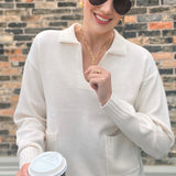 Collared Sweater Top Cream