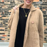 Button Closure Sweater Camel