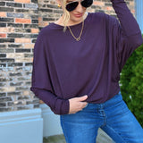 Dolman Long Sleeve Top Dark Plum