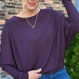 Dolman Long Sleeve Top Dark Plum