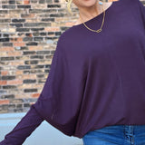 Dolman Long Sleeve Top Dark Plum