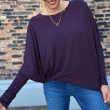 Dolman Long Sleeve Top Dark Plum