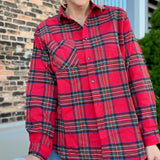 Loose Fit Flannel Shirt Red Ribbon