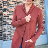 Hooded Cardigan Rust