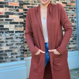 Hooded Cardigan Rust