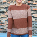 Ribbed Color Block Sweater Copper