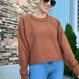 Cropped Oversized Knit Sweater Rust